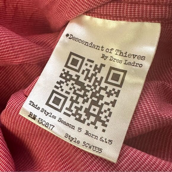 Descendent of Thieves by Dres Ladro Large Cherry Red Long Sleeve Shirt - Picture 3 of 7